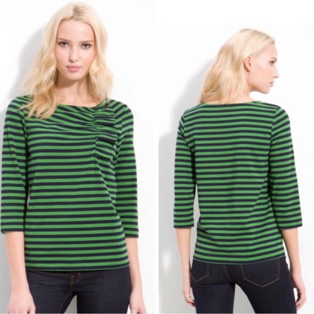 KATE SPADE Livia Ruffle Royal Blue 3/4 Sleeve Top size XS